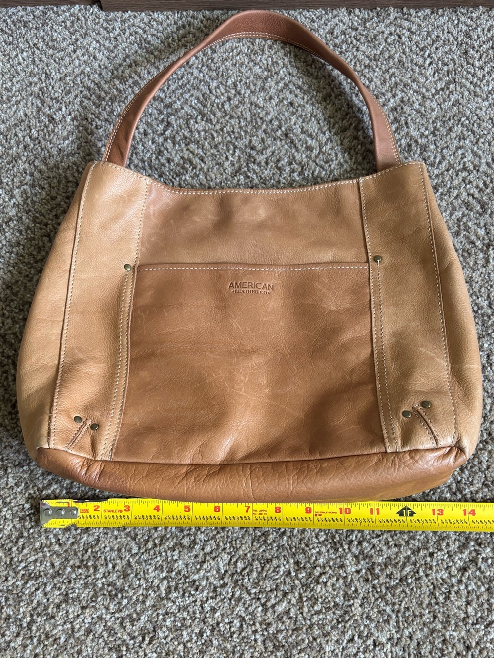 American Leather Co. Tan Shoulder Bag Purse Soft - Picture 7 of 8